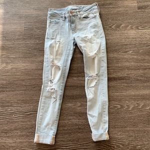 american eagle light ripped skinny jegging